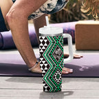 New Zealand Kakariki Taniko Motifs Tumbler With Handle Maori Poi Dance Costume Inspired