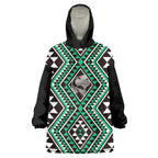 New Zealand Kakariki Taniko Motifs Wearable Blanket Hoodie Maori Poi Dance Costume Inspired