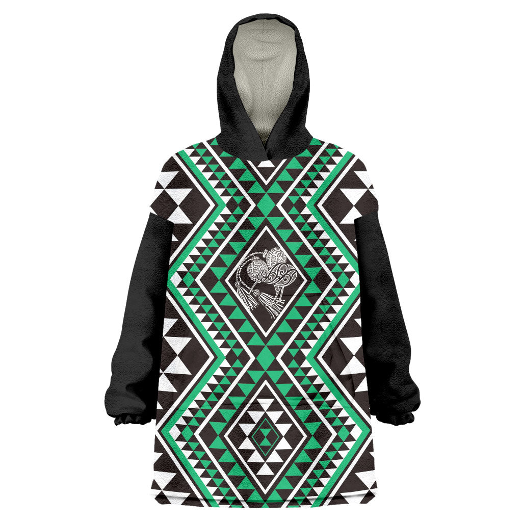 New Zealand Kakariki Taniko Motifs Wearable Blanket Hoodie Maori Poi Dance Costume Inspired