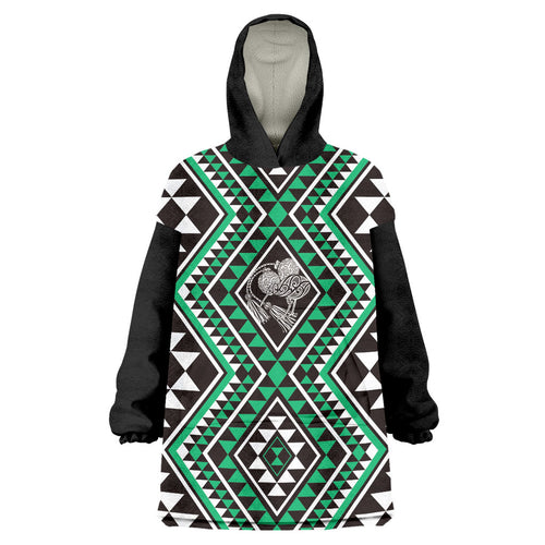 New Zealand Kakariki Taniko Motifs Wearable Blanket Hoodie Maori Poi Dance Costume Inspired
