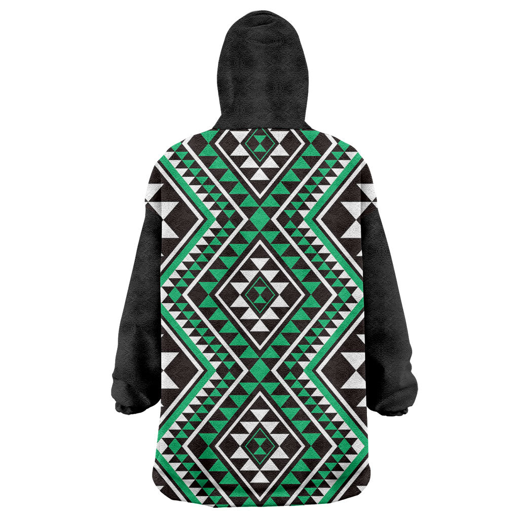 New Zealand Kakariki Taniko Motifs Wearable Blanket Hoodie Maori Poi Dance Costume Inspired