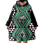 New Zealand Kakariki Taniko Motifs Wearable Blanket Hoodie Maori Poi Dance Costume Inspired