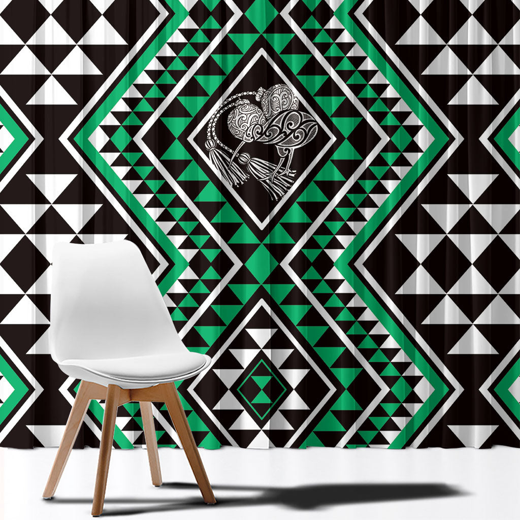 New Zealand Kakariki Taniko Motifs Window Curtain Maori Poi Dance Costume Inspired