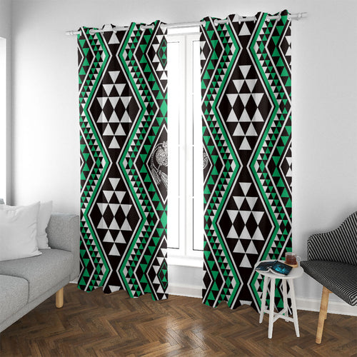 New Zealand Kakariki Taniko Motifs Window Curtain Maori Poi Dance Costume Inspired