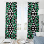 New Zealand Kakariki Taniko Motifs Window Curtain Maori Poi Dance Costume Inspired