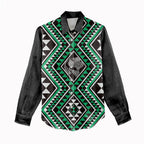 New Zealand Kakariki Taniko Motifs Women Casual Shirt Maori Poi Dance Costume Inspired