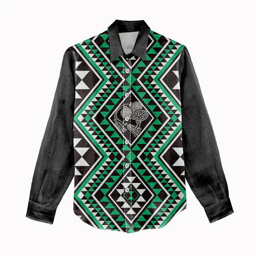 New Zealand Kakariki Taniko Motifs Women Casual Shirt Maori Poi Dance Costume Inspired