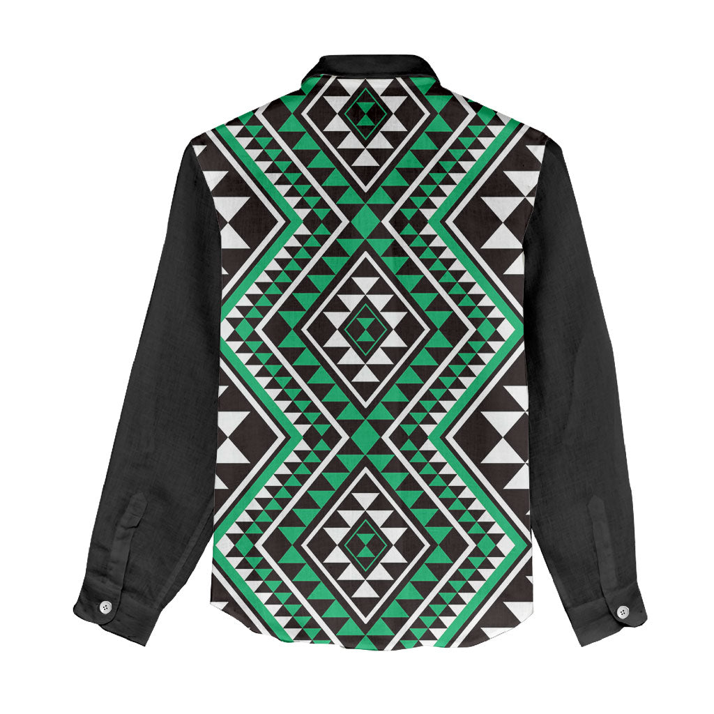 New Zealand Kakariki Taniko Motifs Women Casual Shirt Maori Poi Dance Costume Inspired