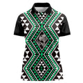 New Zealand Kakariki Taniko Motifs Women Polo Shirt Maori Poi Dance Costume Inspired