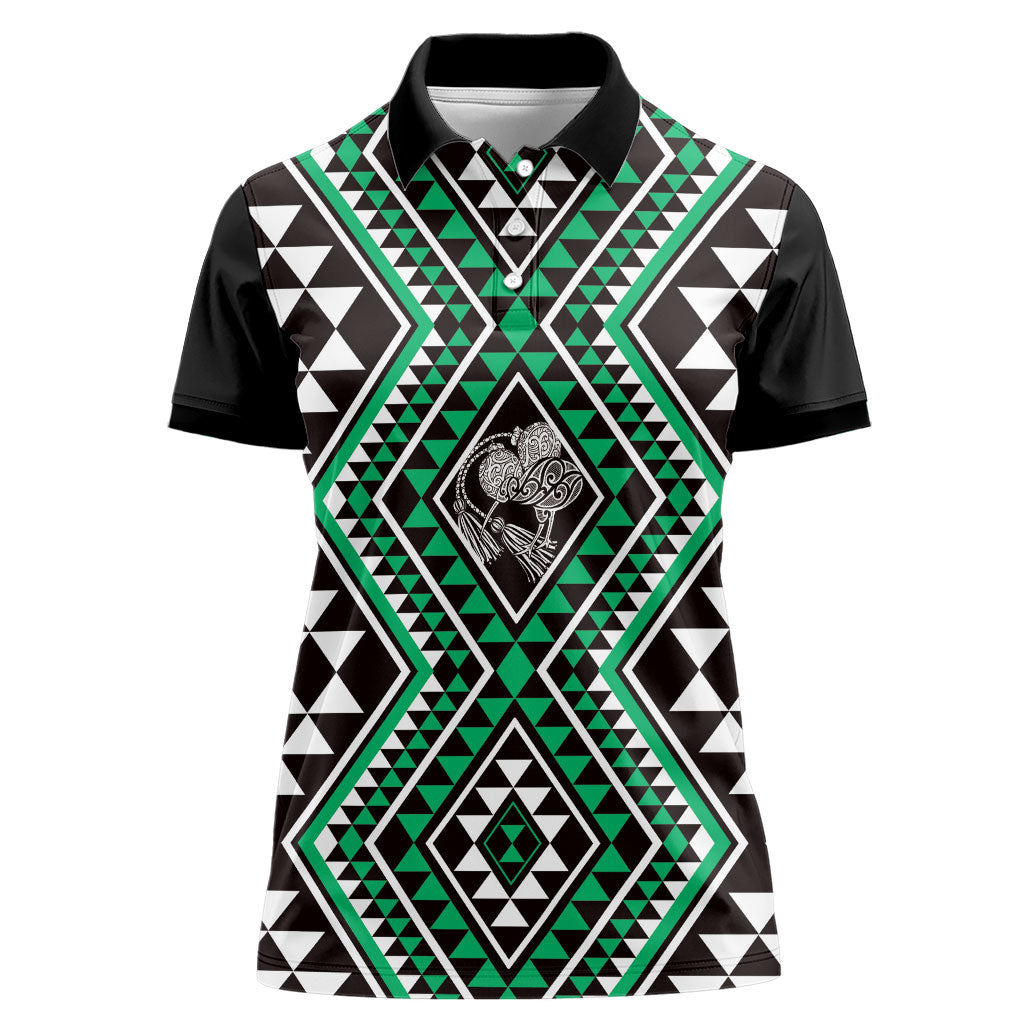 New Zealand Kakariki Taniko Motifs Women Polo Shirt Maori Poi Dance Costume Inspired