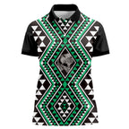 New Zealand Kakariki Taniko Motifs Women Polo Shirt Maori Poi Dance Costume Inspired