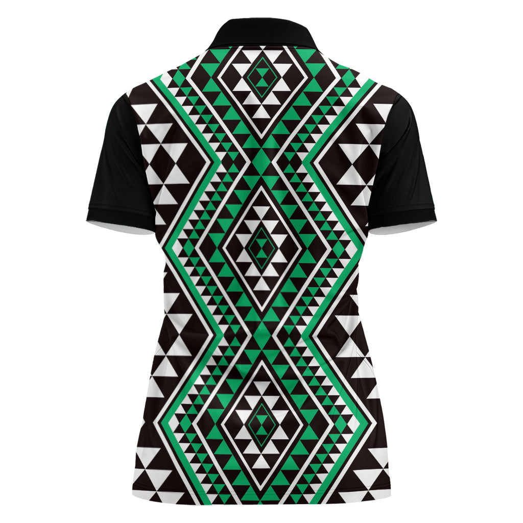 New Zealand Kakariki Taniko Motifs Women Polo Shirt Maori Poi Dance Costume Inspired