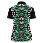 New Zealand Kakariki Taniko Motifs Women Polo Shirt Maori Poi Dance Costume Inspired