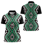 New Zealand Kakariki Taniko Motifs Women Polo Shirt Maori Poi Dance Costume Inspired