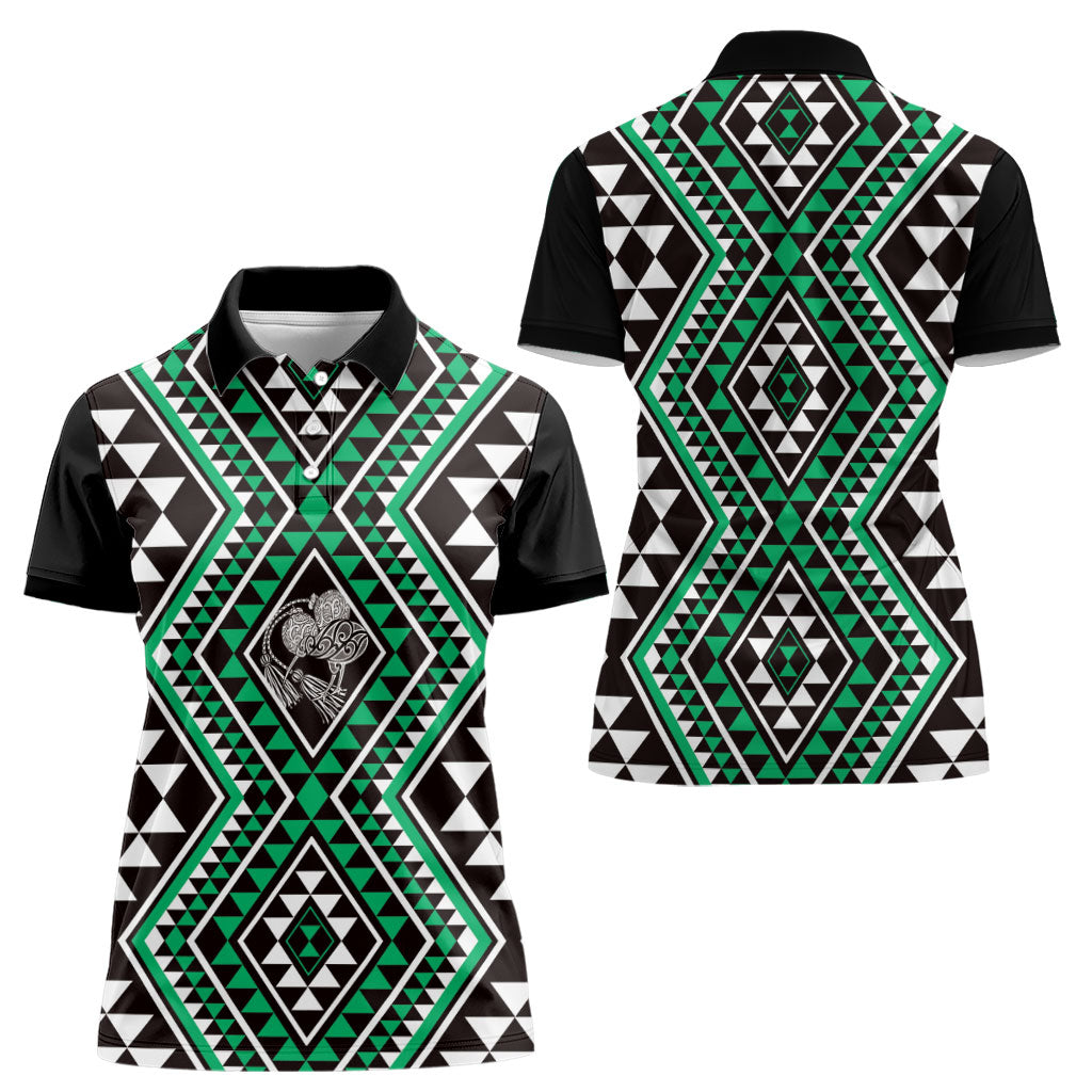 New Zealand Kakariki Taniko Motifs Women Polo Shirt Maori Poi Dance Costume Inspired
