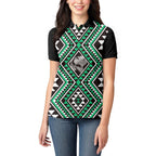 New Zealand Kakariki Taniko Motifs Women Polo Shirt Maori Poi Dance Costume Inspired