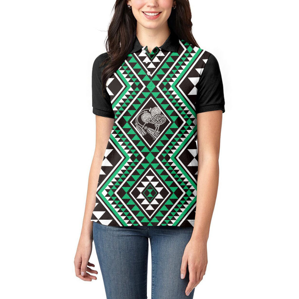 New Zealand Kakariki Taniko Motifs Women Polo Shirt Maori Poi Dance Costume Inspired