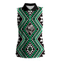 New Zealand Kakariki Taniko Motifs Women Sleeveless Polo Shirt Maori Poi Dance Costume Inspired
