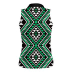 New Zealand Kakariki Taniko Motifs Women Sleeveless Polo Shirt Maori Poi Dance Costume Inspired