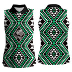 New Zealand Kakariki Taniko Motifs Women Sleeveless Polo Shirt Maori Poi Dance Costume Inspired