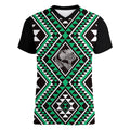 New Zealand Kakariki Taniko Motifs Women V-Neck T-Shirt Maori Poi Dance Costume Inspired