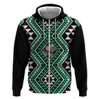 New Zealand Kakariki Taniko Motifs Zip Hoodie Maori Poi Dance Costume Inspired
