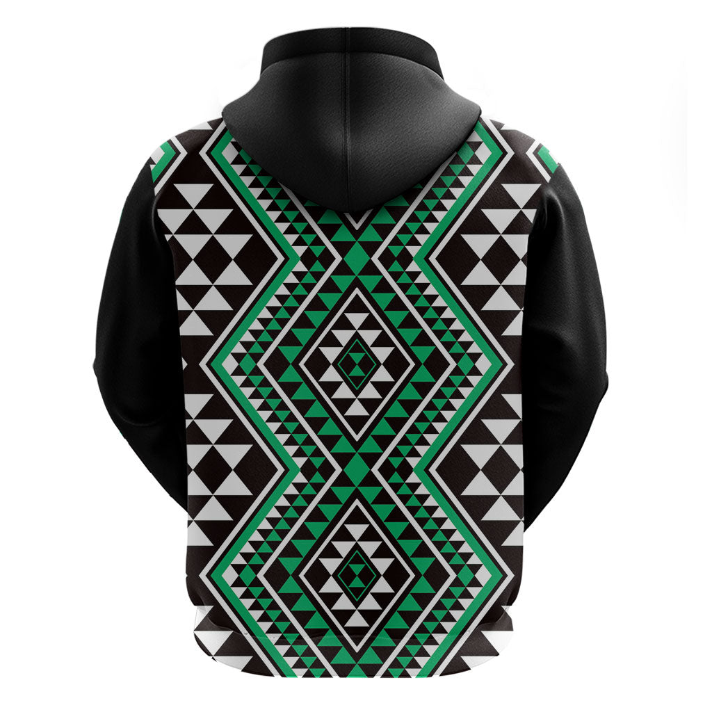 New Zealand Kakariki Taniko Motifs Zip Hoodie Maori Poi Dance Costume Inspired