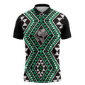 New Zealand Kakariki Taniko Motifs Zipper Polo Shirt Maori Poi Dance Costume Inspired