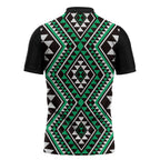 New Zealand Kakariki Taniko Motifs Zipper Polo Shirt Maori Poi Dance Costume Inspired