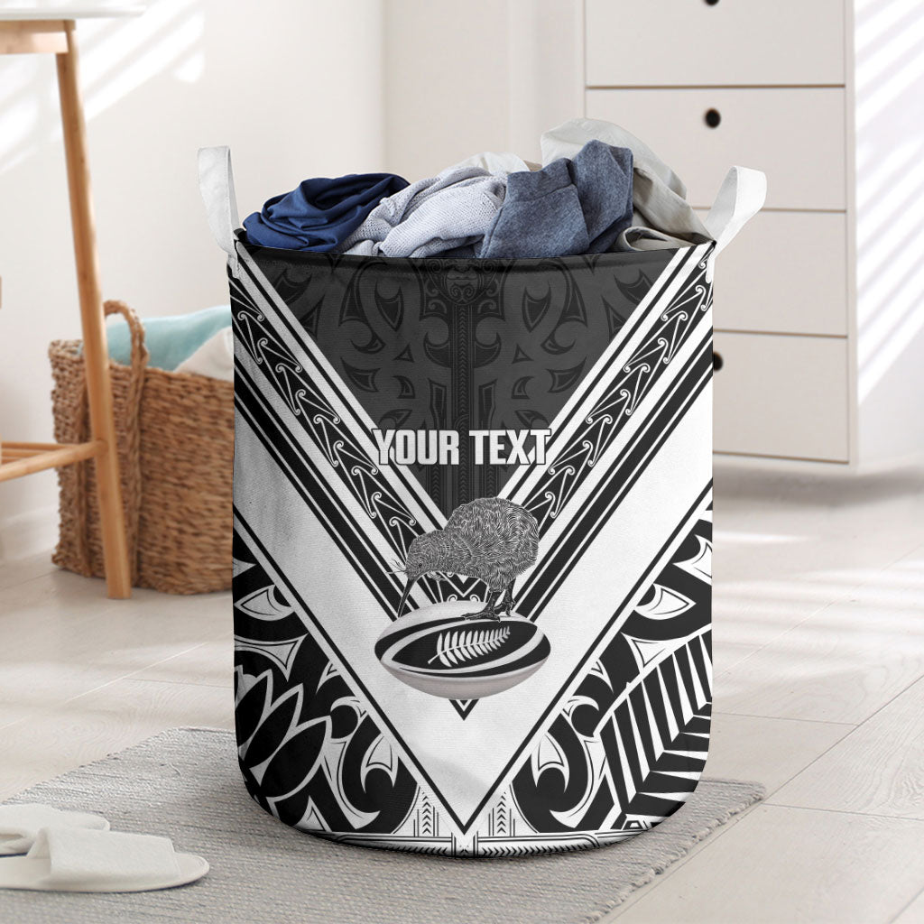 New Zealand Silver Fern Rugby Custom Laundry Basket Go Wheel Kiwi Maori Pattern