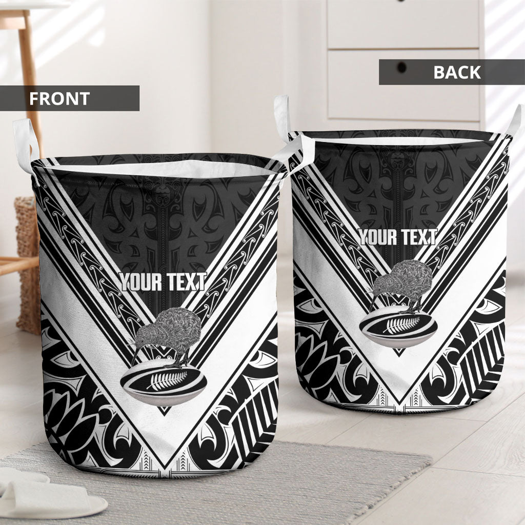 New Zealand Silver Fern Rugby Custom Laundry Basket Go Wheel Kiwi Maori Pattern