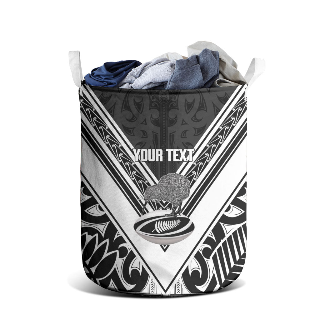 New Zealand Silver Fern Rugby Custom Laundry Basket Go Wheel Kiwi Maori Pattern