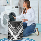 New Zealand Silver Fern Rugby Custom Laundry Basket Go Wheel Kiwi Maori Pattern