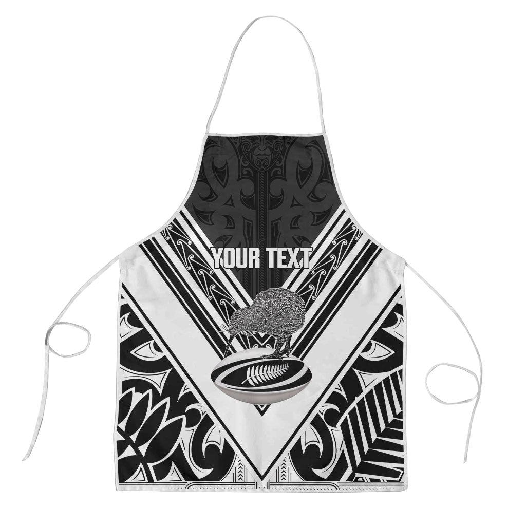 New Zealand Silver Fern Rugby Custom Apron Go Wheel Kiwi Maori Pattern