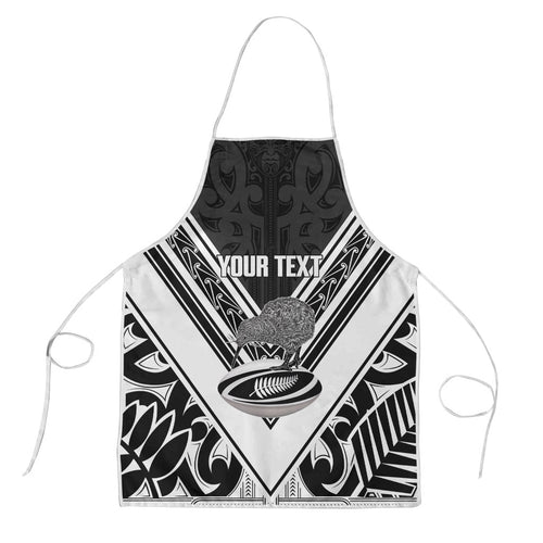 New Zealand Silver Fern Rugby Custom Apron Go Wheel Kiwi Maori Pattern