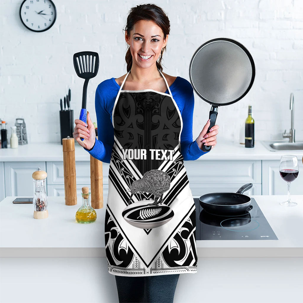 New Zealand Silver Fern Rugby Custom Apron Go Wheel Kiwi Maori Pattern