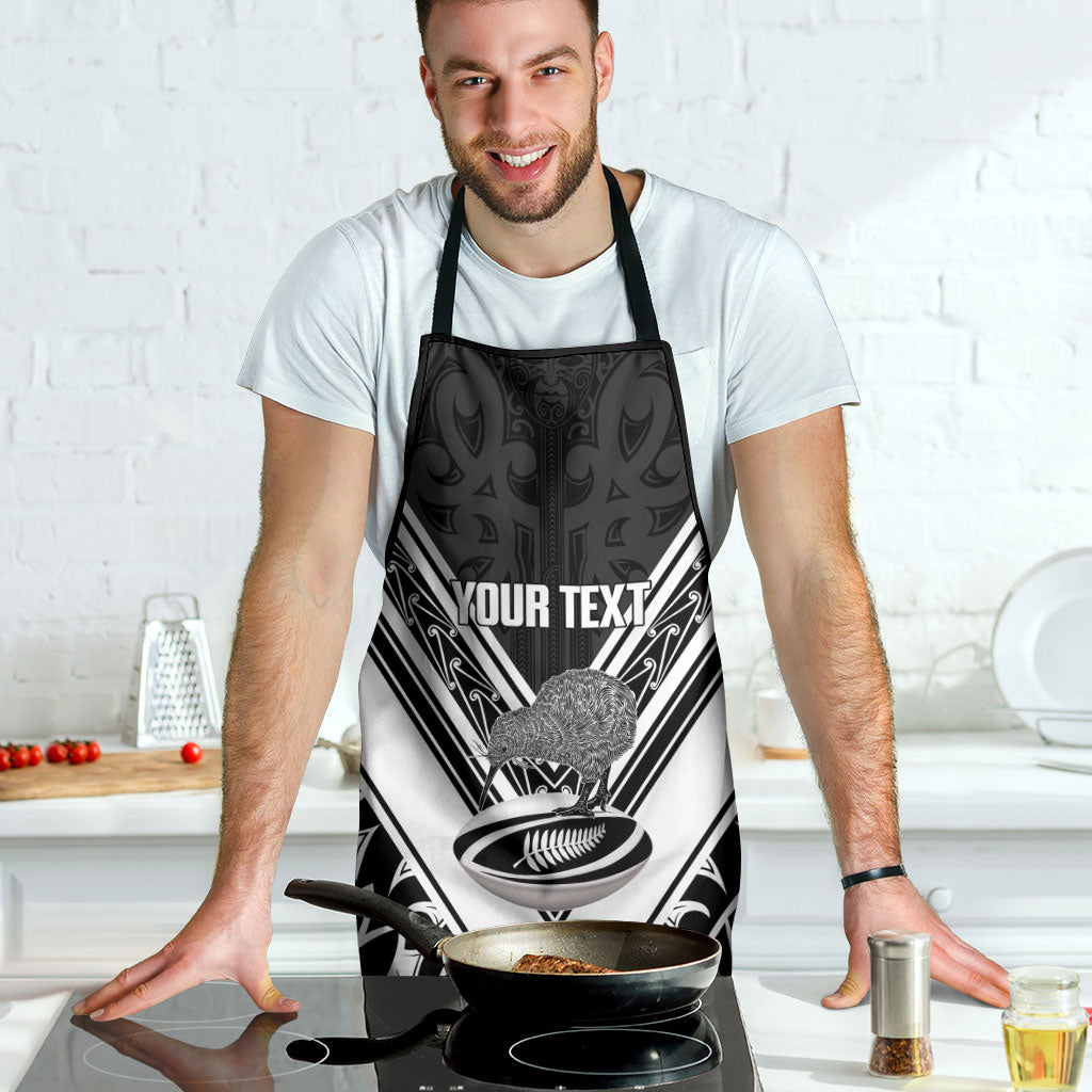 New Zealand Silver Fern Rugby Custom Apron Go Wheel Kiwi Maori Pattern