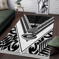 New Zealand Silver Fern Rugby Custom Area Rug Go Wheel Kiwi Maori Pattern