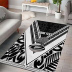 New Zealand Silver Fern Rugby Custom Area Rug Go Wheel Kiwi Maori Pattern