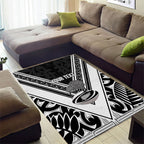 New Zealand Silver Fern Rugby Custom Area Rug Go Wheel Kiwi Maori Pattern
