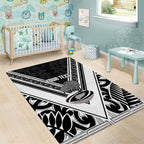 New Zealand Silver Fern Rugby Custom Area Rug Go Wheel Kiwi Maori Pattern