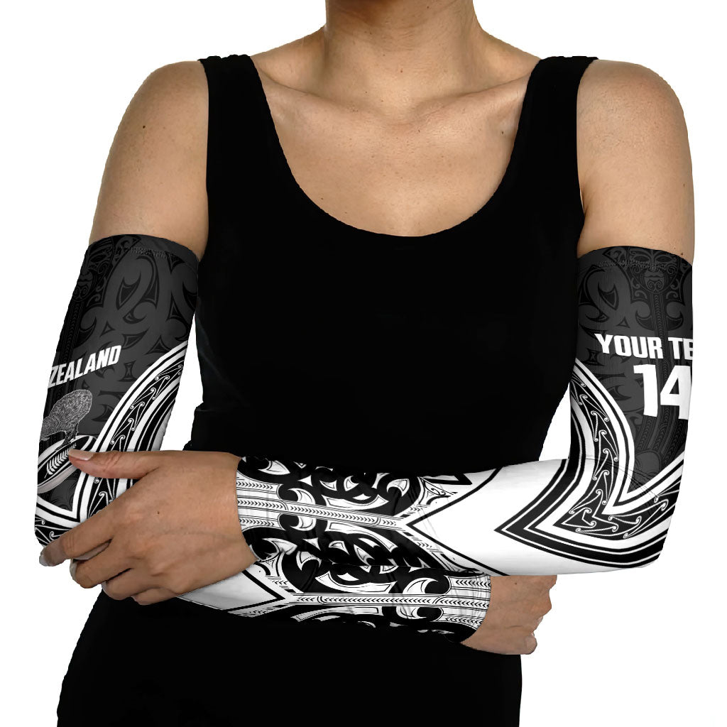 New Zealand Silver Fern Rugby Custom Arm Sleeves Go Wheel Kiwi Maori Pattern