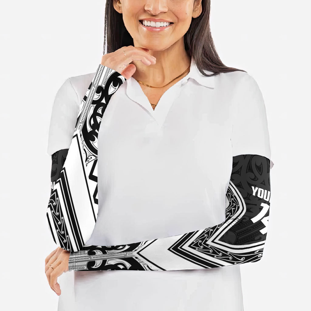New Zealand Silver Fern Rugby Custom Arm Sleeves Go Wheel Kiwi Maori Pattern