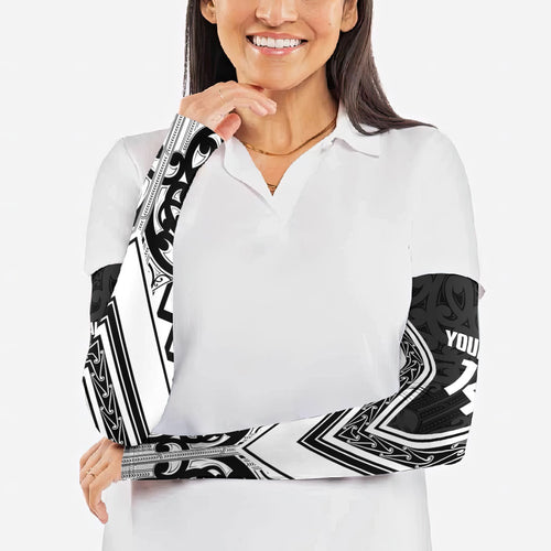 New Zealand Silver Fern Rugby Custom Arm Sleeves Go Wheel Kiwi Maori Pattern