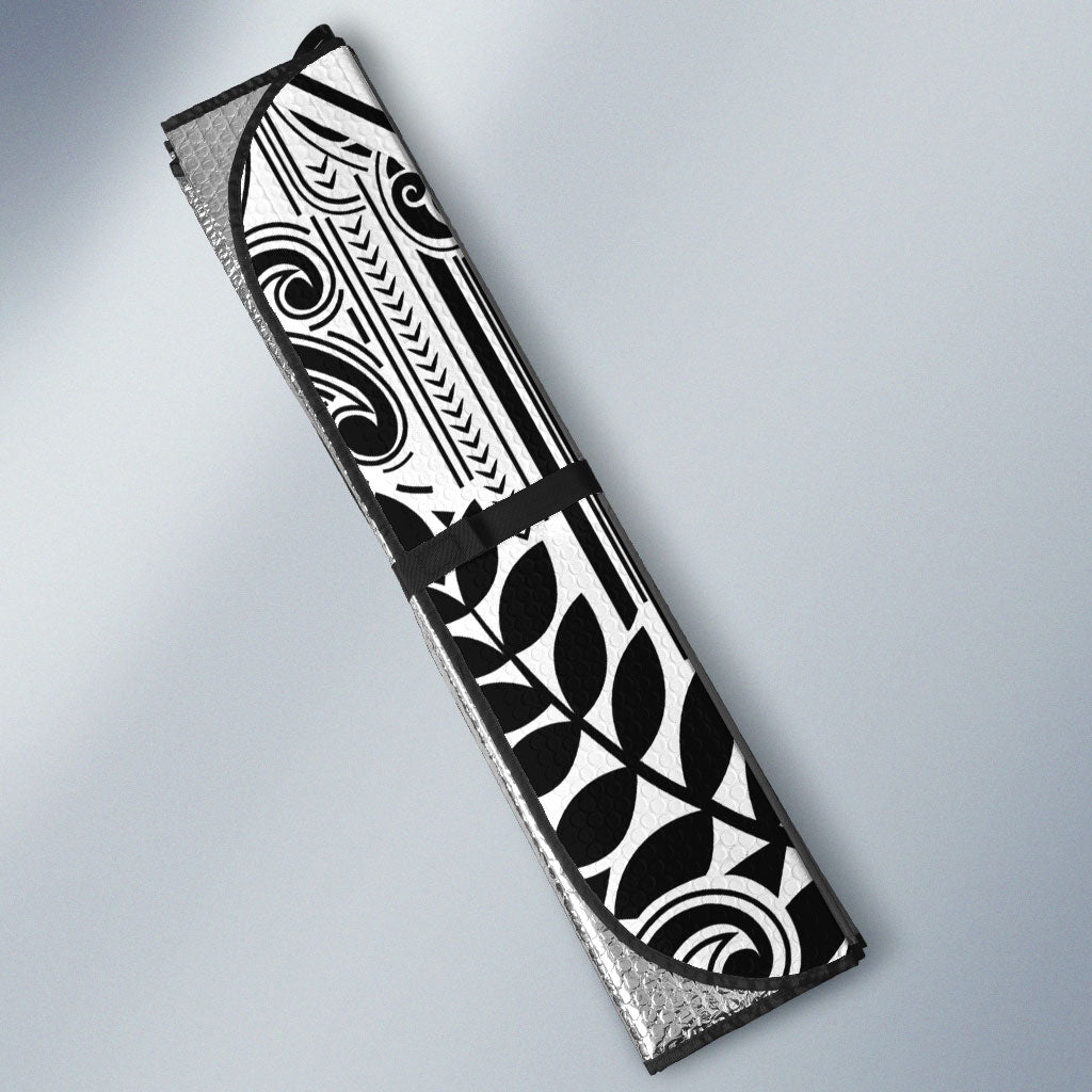 New Zealand Silver Fern Rugby Custom Auto Sun Shade Go Wheel Kiwi Maori Pattern
