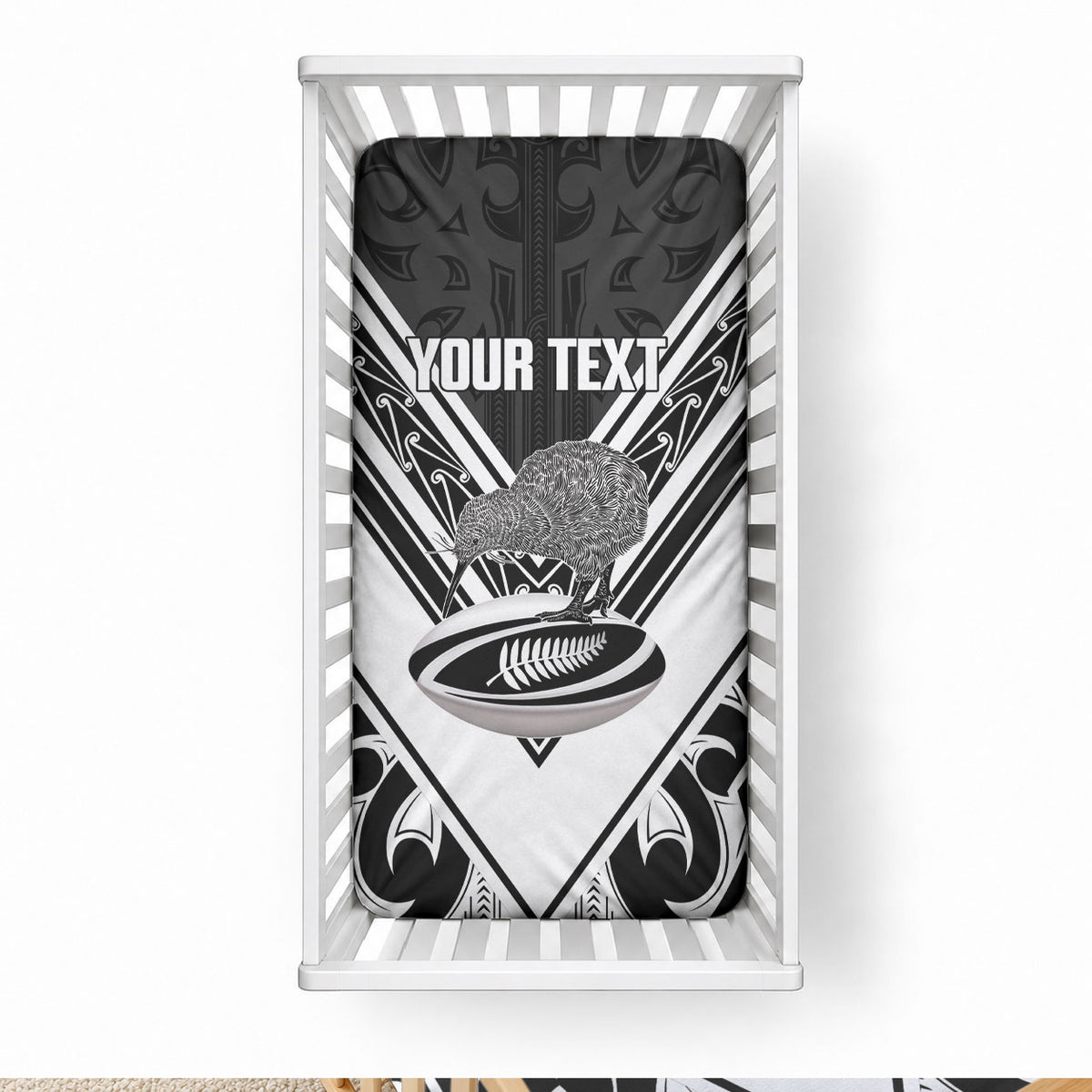 New Zealand Silver Fern Rugby Custom Baby Bed Cover Go Wheel Kiwi Maori Pattern