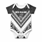 New Zealand Silver Fern Rugby Custom Baby Onesie Go Wheel Kiwi Maori Pattern