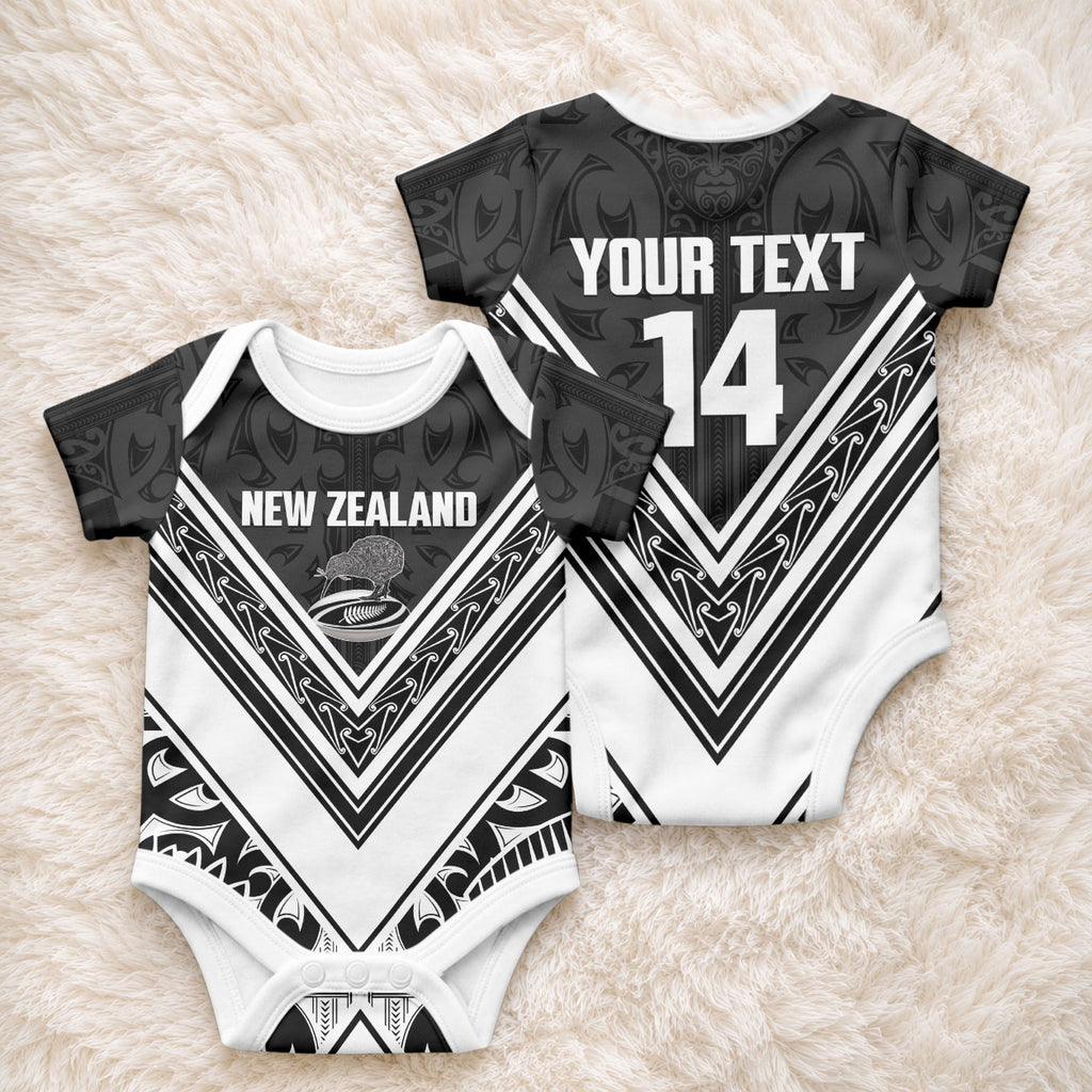 New Zealand Silver Fern Rugby Custom Baby Onesie Go Wheel Kiwi Maori Pattern
