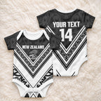 New Zealand Silver Fern Rugby Custom Baby Onesie Go Wheel Kiwi Maori Pattern