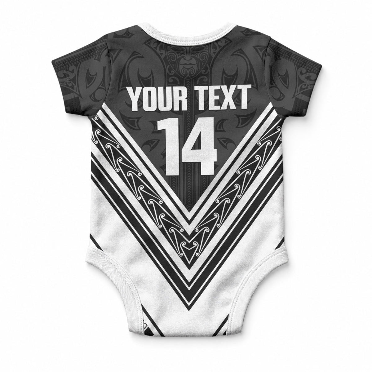 New Zealand Silver Fern Rugby Custom Baby Onesie Go Wheel Kiwi Maori Pattern